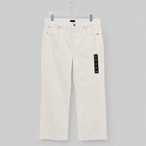 J Crew Factory Jeans Womens Size 29T White Wide Leg Crop Raw Hem High Rise NWT